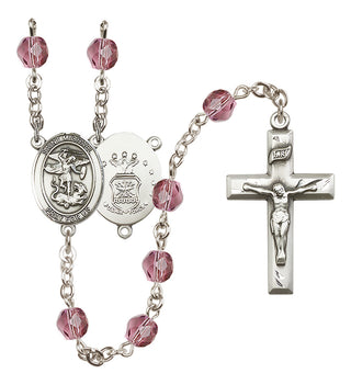 Silver-Plated 6mm Saint Michael / Air Force Rosary