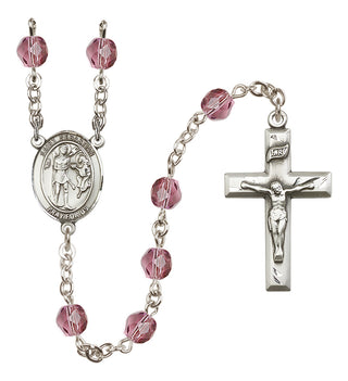 Silver-Plated 6mm Saint Sebastian  Engraved Catholic Rosaries