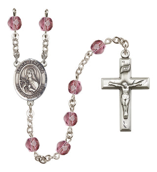 Silver Plated 6mm Fire Polished Santa Teresita Rosary in Amethyst