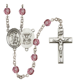 Silver-Plated 6mm Guardian Angel / Navy Rosary