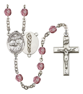 Sts. Cosmas & Damian and Doctors Rosary with Amethyst Beads