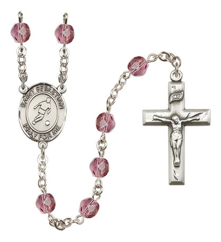 Silver-Plated 6mm Saint Sebastian/Soccer Rosary