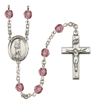 Silver-Plated 6mm Saint Sebastian/Lacrosse Rosary