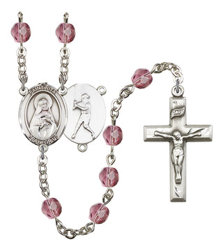 Saint Rita and Baseball Rosary with Amethyst Beads