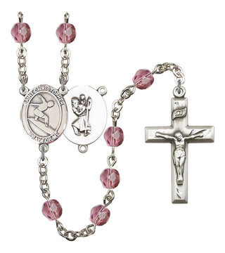 Saint Christopher and Surfing Rosary with Amethyst Beads
