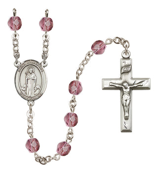 Silver Plated 6mm Fire Polished Saint Barnabas Rosary in Amethyst