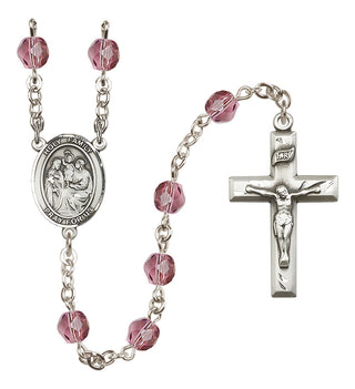 Silver Plated 6mm Fire Polished Holy Family Rosary in Amethyst