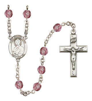 Silver Plated 6mm Fire Polished Saint Dominic Savio Rosary in Amethyst