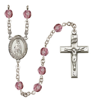 Silver Plated 6mm Fire Polished Saint Bartholomew the Apostle Rosary in Amethyst