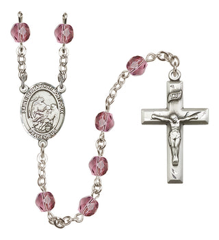 Silver Plated 6mm Fire Polished Saint Bernard of Montjoux Rosary in Amethyst