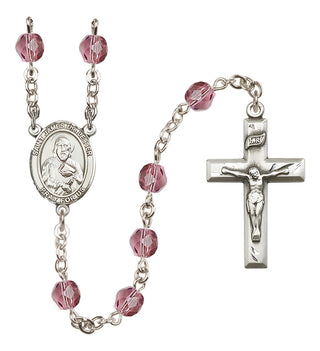 Silver Plated 6mm Fire Polished Saint James the Lesser Rosary in Amethyst