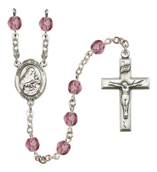Silver Plated 6mm Fire Polished Our Lady of Grapes Rosary in Amethyst