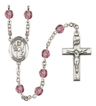 Silver-Plated 6mm Saint Uriel the Archangel  Engraved Catholic Rosaries