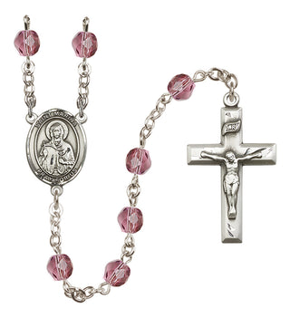 Silver Plated 6mm Fire Polished Saint Marina Rosary in Amethyst