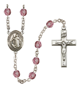 Silver Plated 6mm Fire Polished Saint Raymond of Penafort Rosary in Amethyst