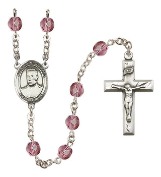 Silver Plated 6mm Fire Polished Blessed Miguel Pro Rosary in Amethyst