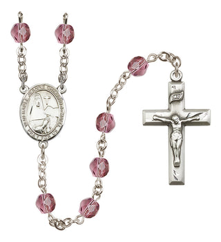 Silver Plated 6mm Fire Polished Saint Jeanne Chezard de Matel Rosary in Amethyst