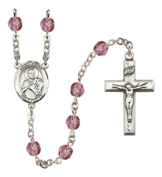 Silver-Plated 6mm Saint Viator of Bergamo  Engraved Catholic Rosaries