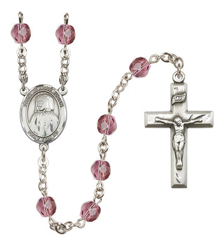 Silver Plated 6mm Fire Polished Saint Jeanne Jugan Rosary in Amethyst