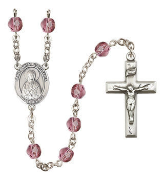 Silver Plated 6mm Fire Polished Saint Lydia Purpuraria Rosary in Amethyst