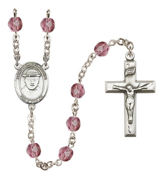 Silver-Plated 6mm Saint Damien of Molokai  Engraved Catholic Rosaries