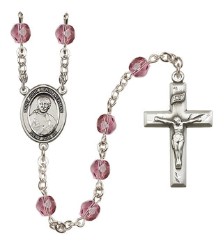 Silver Plated 6mm Fire Polished Blessed John Henry Newman Rosary in Amethyst