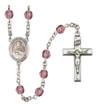 Silver Plated 6mm Fire Polished Saint Fidelis Rosary in Amethyst