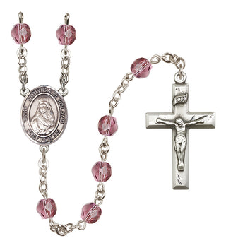 Silver Plated 6mm Fire Polished Saint Jadwiga of Poland Rosary in Amethyst