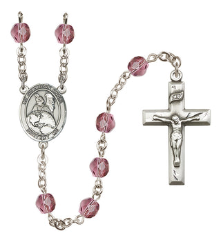 Silver Plated 6mm Fire Polished Guardian Angel Protector Rosary in Amethyst