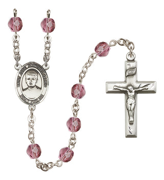 Silver Plated 6mm Fire Polished Saint Jose Sanchez del Rio Rosary in Amethyst