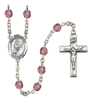 Silver-Plated 6mm Saint Christopher/Softball Rosary