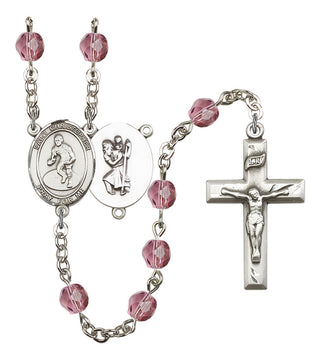 Saint Christopher and Wrestling Rosary with Amethyst Beads