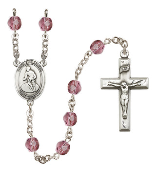 Silver-Plated 6mm Saint Sebastian/Wrestling Rosary