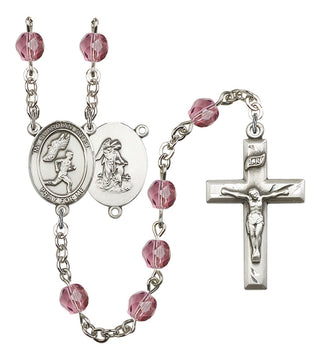 Guardian Angel and Men's Track & Field Rosary with Amethyst Beads