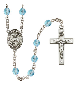 Silver Plated 6mm Fire Polished Saint Catherine Laboure Rosary in Aqua