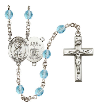 Silver-Plated 6mm Saint Christopher / Air Force Rosary