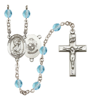 Silver-Plated 6mm Saint Christopher / Marines Rosary
