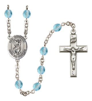 Silver-Plated 6mm San Cristobal  Engraved Catholic Rosaries