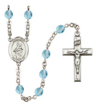 Silver Plated 6mm Fire Polished Saint Jane of Valois Rosary in Aqua