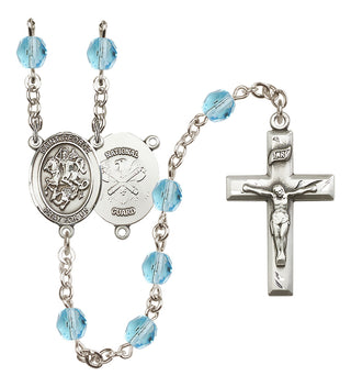 Silver-Plated 6mm Saint George / Nat'l Guard Rosary
