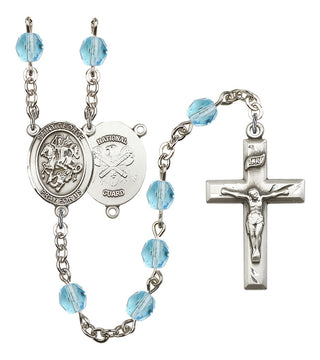 Saint George and Nat'l Guard Rosary with Aqua Beads
