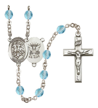 Silver-Plated 6mm Saint George / Navy Rosary