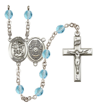 Silver-Plated 6mm Saint Michael the Archangel/Policeman Rosary