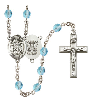 Silver-Plated 6mm Saint Michael / Navy Rosary