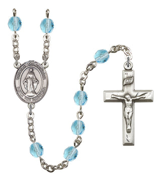 Virgen Milagrosa Rosary with Aqua Beads