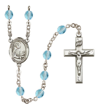 Silver Plated 6mm Fire Polished Saint Bonaventure Rosary in Aqua