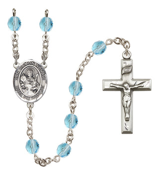 Silver Plated 6mm Fire Polished San Ramon Nonato Rosary in Aqua