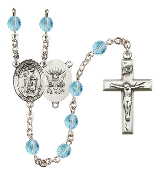 Silver-Plated 6mm Guardian Angel / Navy Rosary