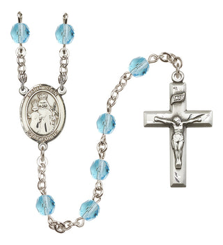 Silver Plated 6mm Fire Polished Maria Stein Rosary in Aqua
