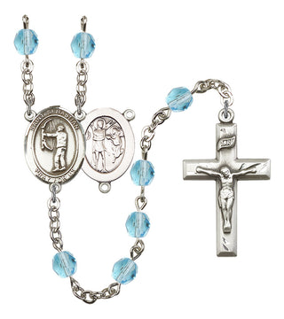 Saint Sebastian and Archery Rosary with Aqua Beads